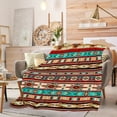 thumbnail image 3 of Vibrant Geometric Bohemian Flannel Throw Blanket - Warm, Artistic Home Decor with Aztec-Inspired Patterns, Machine Washable Polyester, 3 of 6