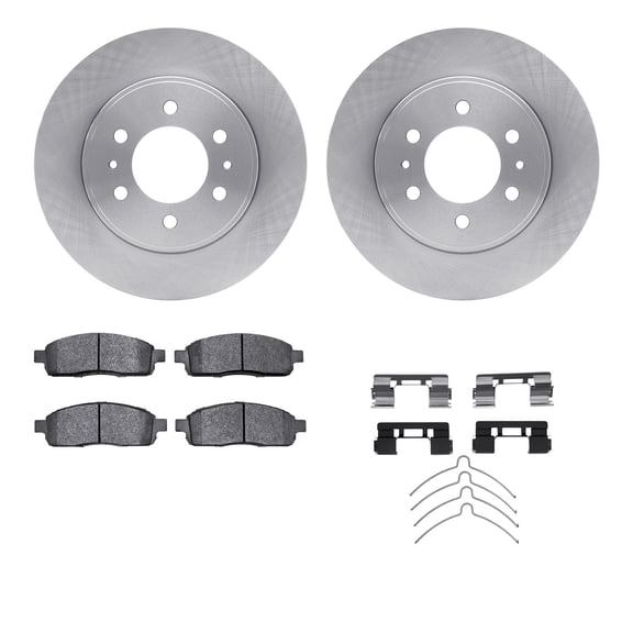 Dynamic Friction Company Front Brake Rotors with Heavy Duty Brake Pads includes Hardware 6212-99669