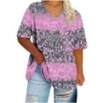 thumbnail image 2 of Plus Size Tops for Women Dressy Casual Short Sleeve Summer Shirts Oversized V Neck T Shirt Loose Fit Tunic Blouses Fashion Printed Graphic Tees Ropa Mujer Clearance Women Flash for Today, 2 of 5