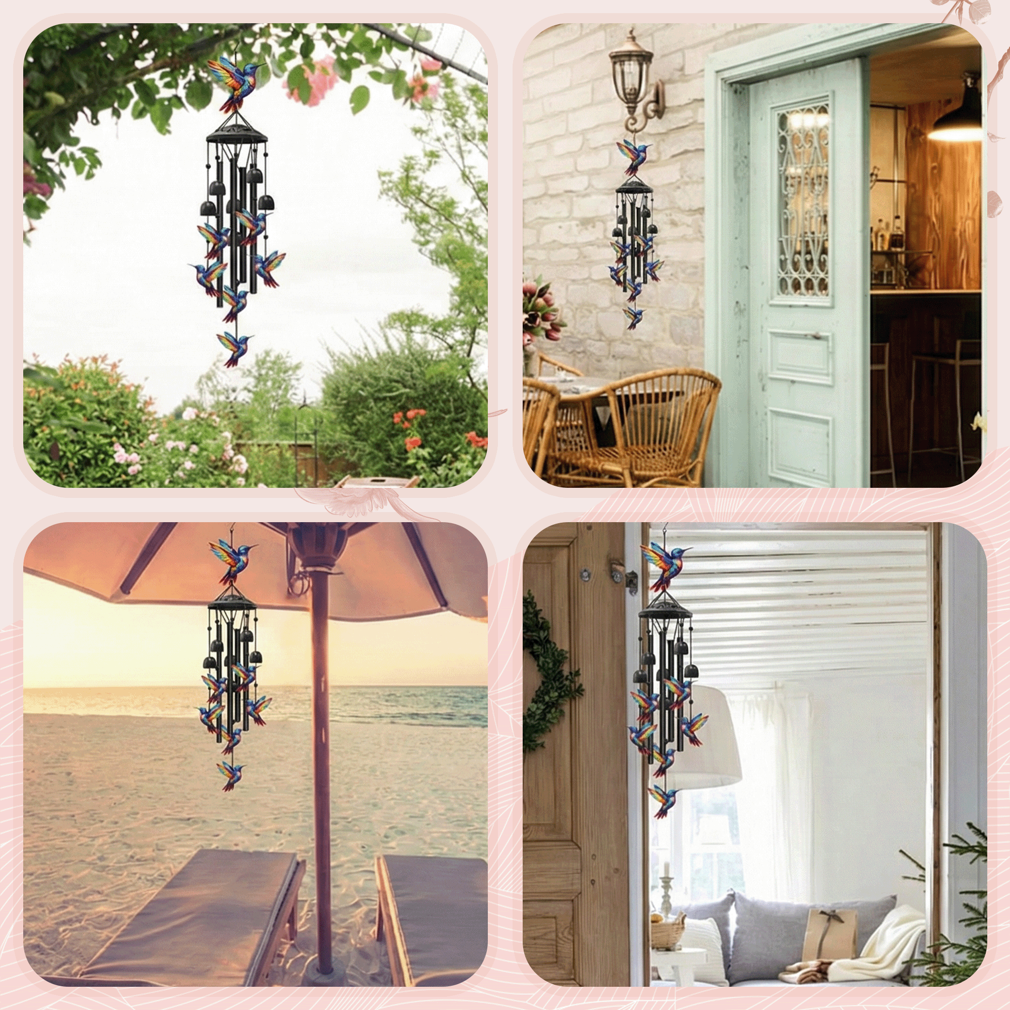 KEYAHAPPY Hummingbird Metal Wind Chimes photo 2