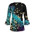thumbnail image 5 of Mchoice Long Sleeve Shirts for Women Casual Trumpet Vintage Floral Printed Tops Buttons Basic Ruched Pleated Blouses, 5 of 5
