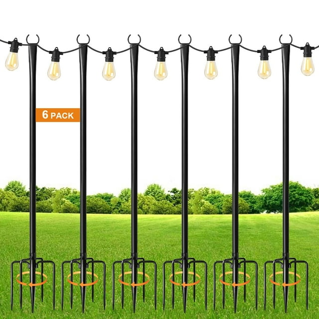 Postes para luces de guirnalda MuliVid, 6 piezas, 2,7 m, metal, para exterior