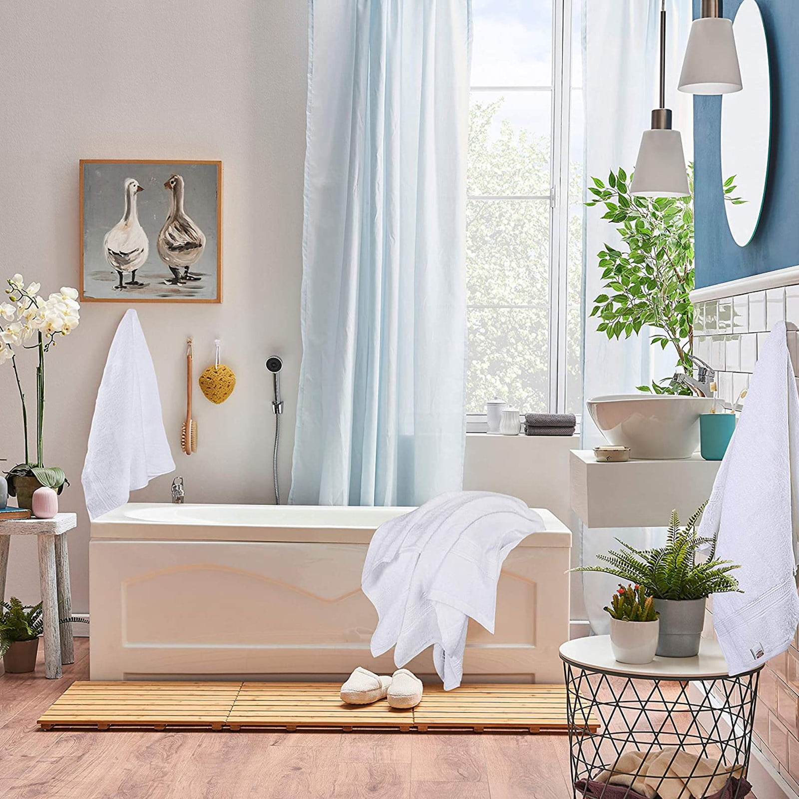 Njshnmn Bath Towels Bulk Set, White Classic Cotton Bathroom Towels - Large 15.7x27.5 Towels for Bathroom, 6 Pack