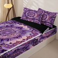thumbnail image 3 of jejeloiu Purple Mandala Zipper Twin Comforter Sets with Fitted Sheet and 2 Pillowcases For Men Women,Intricate Pattern Zipper Bedding Set,Lavender Gold,Black Reversible,4 Pieces, 3 of 7