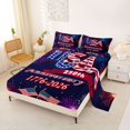 thumbnail image 2 of Manfei Retro Usa Printed Queen Sheets,Vintage Firework Flag Queen Sheet Sets,Red Purple,4pcs,1 Flat Sheet, 1 Fitted Sheet and 2 Pillowcases, 2 of 6