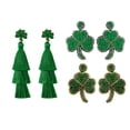 thumbnail image 4 of Washranp St. Patricks Day Dangle Earrings,Portable Green Leaves Tassel Drop Earrings for Women Gift, 4 of 7