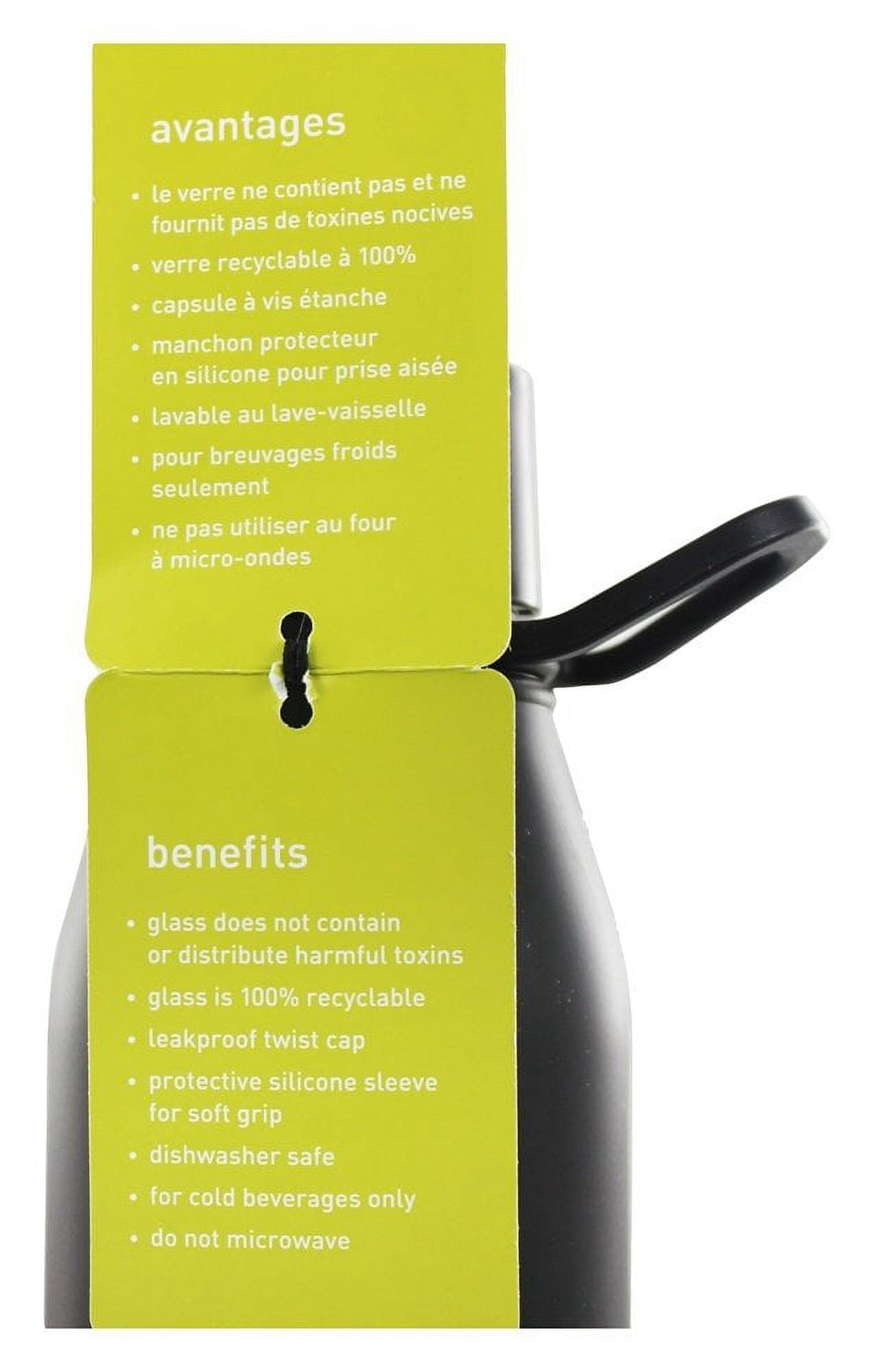 Takeya 22 Ounce Classic Glass Water Bottle with Silicone Sleeve and Twist Cap, Black