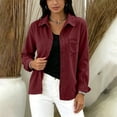 thumbnail image 3 of ClodeEU Women's Corduroy Button Down Long Sleeve Shirt,Casual Loose Fit Fall Blouse ,Women's Plus S, 3 of 8