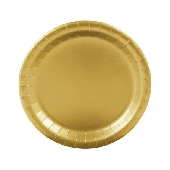 Fun Express Durable Party Plates, Paper Metallic Gold, 7", (24 Pack)