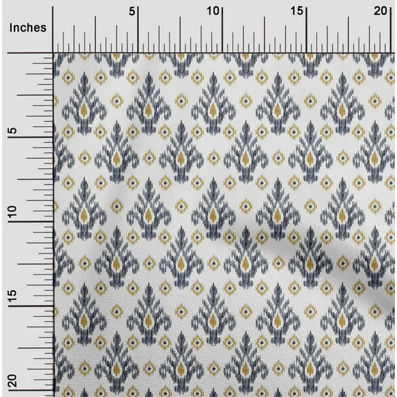 oneOone Organic Cotton Poplin Twill Fabric Diamond & Swirl Ikat  Printed Craft Fabric BTY 42 Inch Wide
