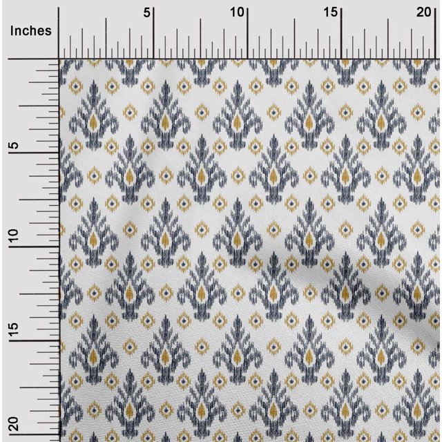 oneOone Georgette Viscose Fabric Diamond & Swirl Ikat Printed Craft Fabric BTY 42 Inch Wide