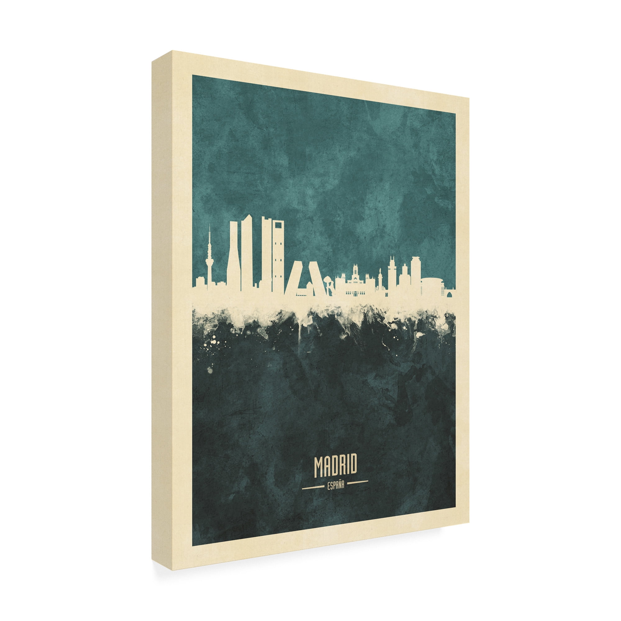 Trademark Fine Art 'Madrid Spain Skyline Teal' Canvas Art by Michael Tompsett