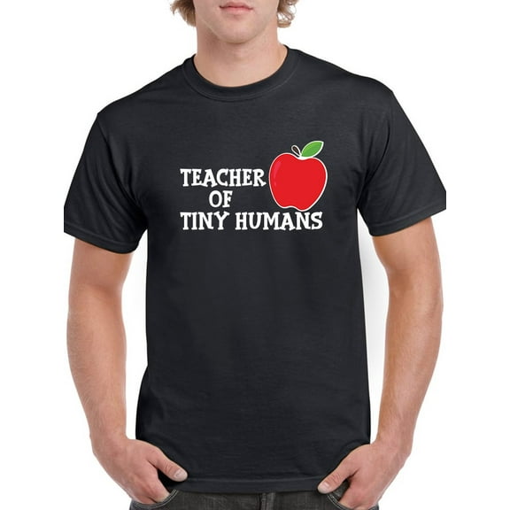 Smartprints Mens Graphic Tee Black - Teacher Of Tiny Humans 100% Cotton Regular Fit