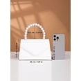 thumbnail image 5 of Women's White Envelope Clutch Purse with Faux Pearl Handle for Wedding Evening Party, 5 of 7