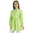 thumbnail image 2 of Moomaya Printed Womens Full Sleeve Tunic Mandarin Collar Fit & Flare Long Top, 2 of 7