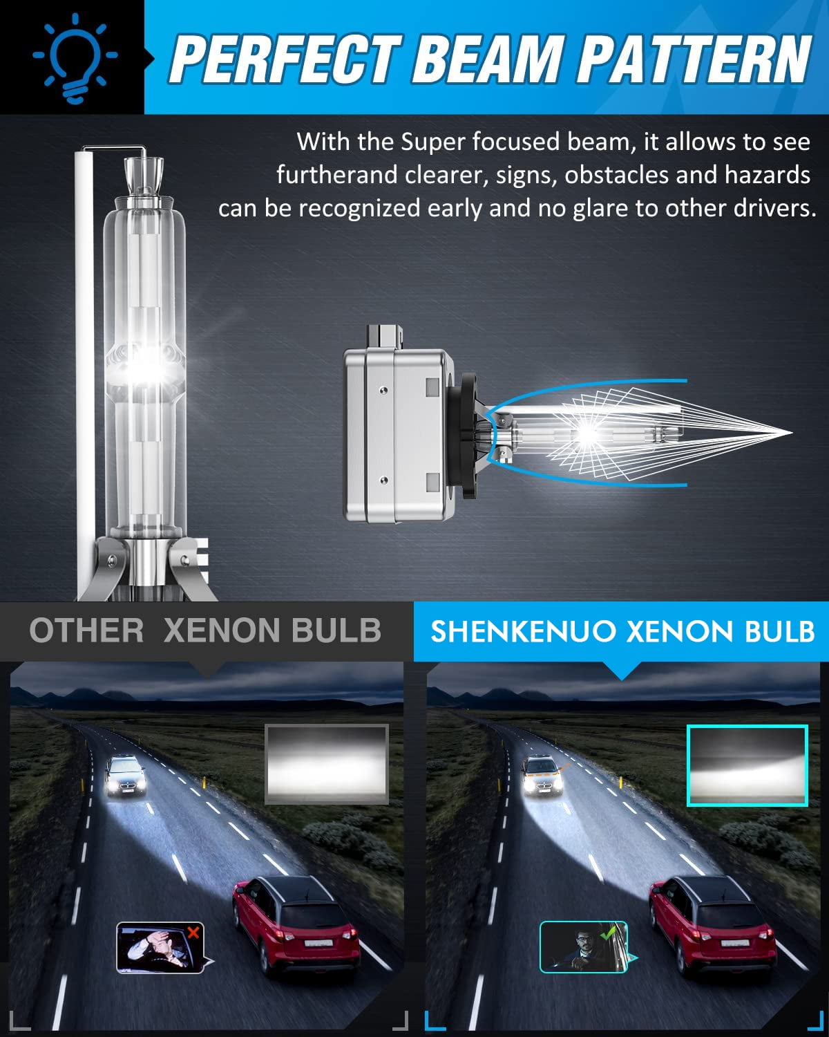 D3S HID Headlight Xenon Bulbs for KIA SORENTO 2013-2016 Low Beam 6000K White,Pack of 2,