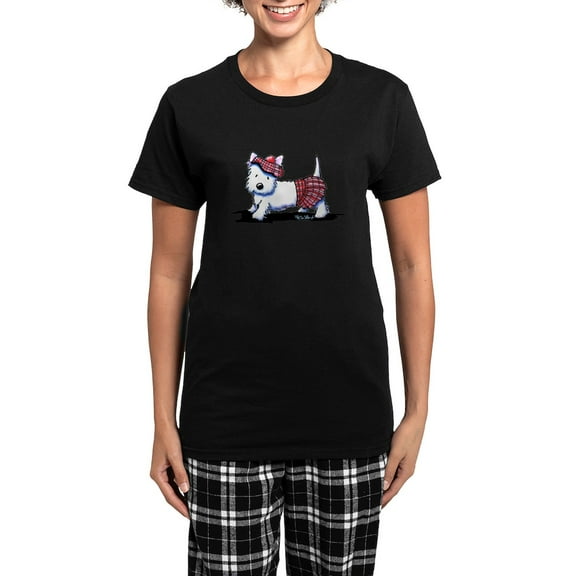 CafePress - Kiniart Westie Red Kilt Women's Dark Pajamas - Women's Short Sleeve Print T-Shirt and Pants Dark Cotton Pajama Set