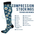 thumbnail image 2 of FORMRS Womens Knee High Socks Casual Long Thick Travel Daily Wear, 2 Pairs, Green Daisy Pattern, 2 of 6