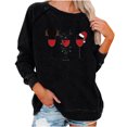 thumbnail image 2 of Nouveaux Hauts pour Femmes 2023 Manches Longues Col Rond Hauts Chemises Amples Imprimé de Noël Blouse Graphique Coupe Décontractée Chandail en Molleton Oversize pour Femmes, 2 of 6