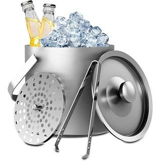 Better Homes & Gardens Clear Glass Ice Bucket with Silver Stainless ...