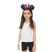 Minnie Mouse Ears Headband, Pink and White Polka Dot Bow