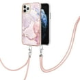 thumbnail image 1 of iPhone 11 Pro Max Case, Allytech Marble Pattern Rubber Slim Fit Lightweight Shoulder Strap Lanyard Anti-scratch Shockproof Heavy Protection Back Cover for Apple iPhone 11 Pro Max, Pink, 1 of 4