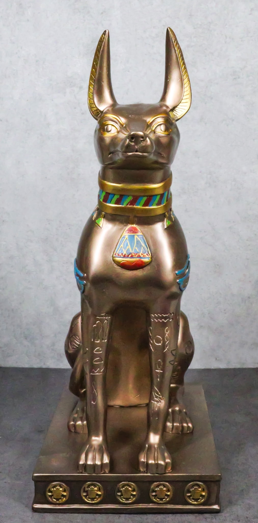 Large Egyptian Jackal Dog Anubis Statue 12.5