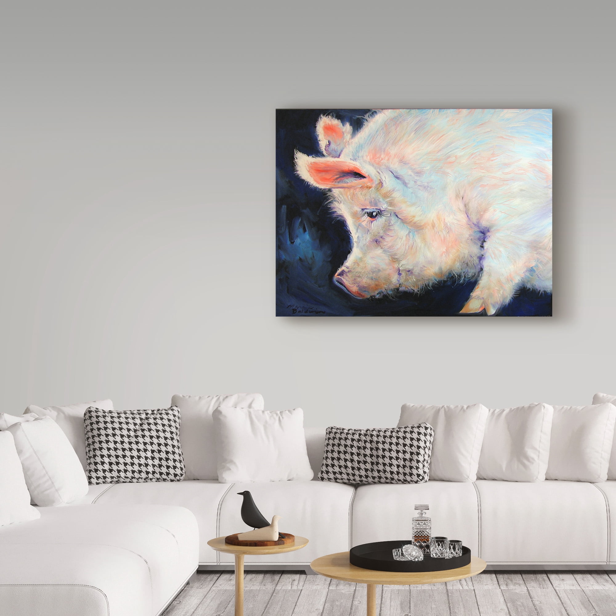 Trademark Fine Art 'My Pink Pig' Canvas Art by Marcia Baldwin