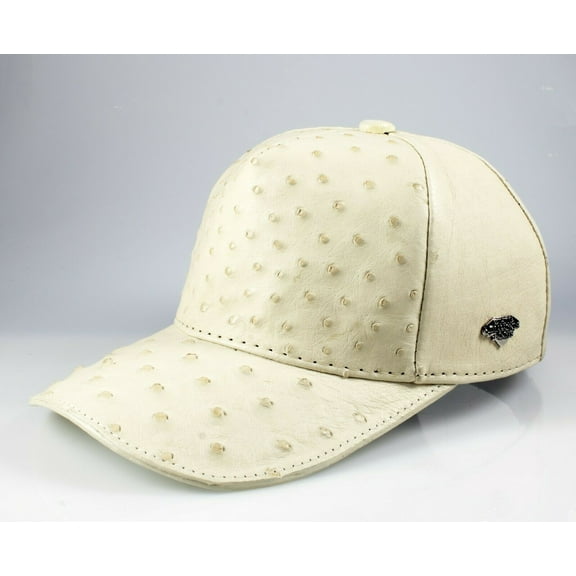 Exotic Cap Genuine Ostrich Leather Bone Color Adult Size Adjustable. Gorra original avestruz, cachucha