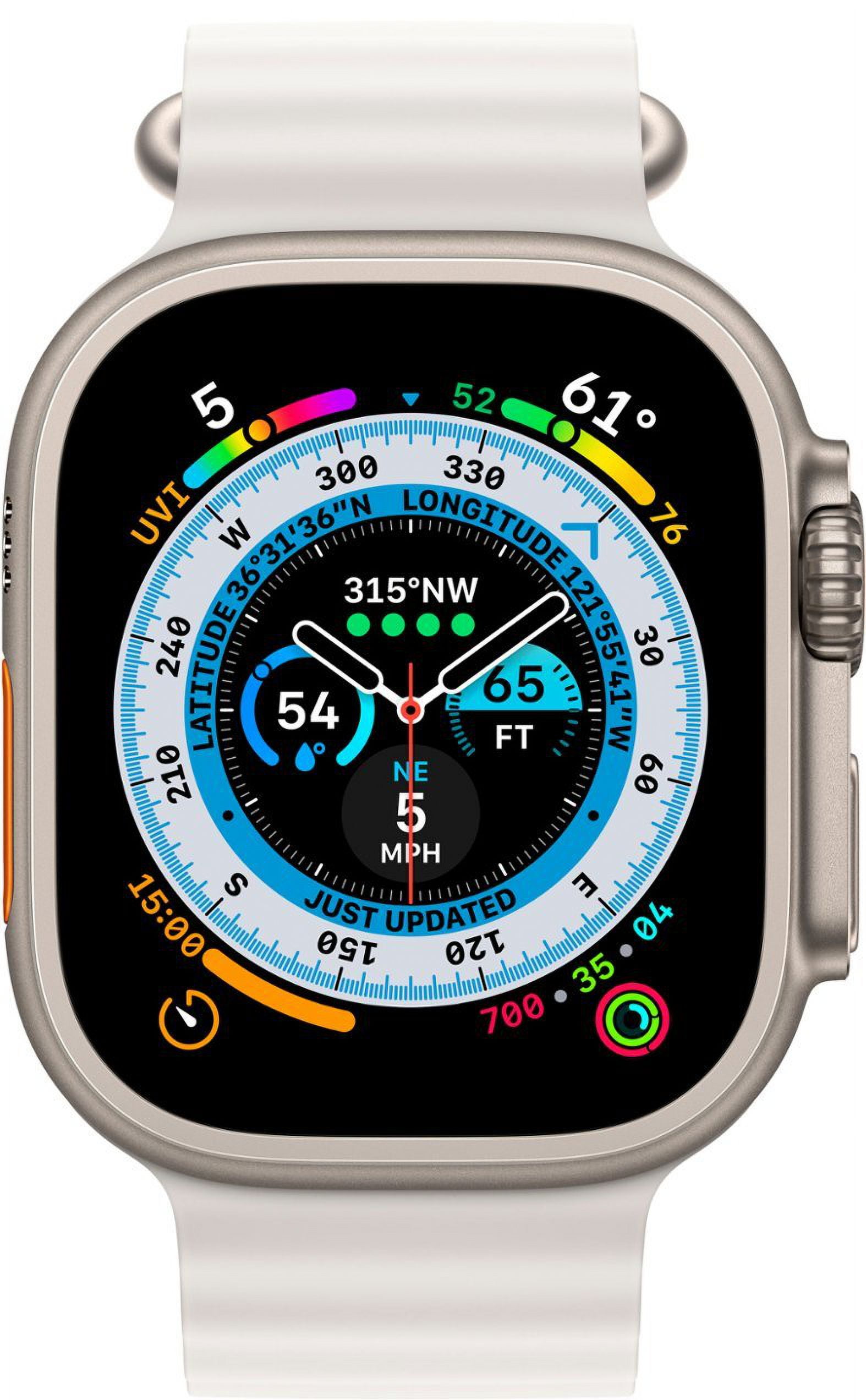 Restored Apple Watch Ultra (GPS + LTE) 49MM Titanium Case with White Ocean Band (Refurbished)