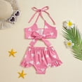 thumbnail image 2 of Swimsuit For Girls Summer Bowknot Love Prints Thin Strap Tops Ruffles Briefs Split Swimsuits Set Girls Bathing Suit Pink 3-6 Months, 2 of 5