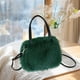 thumbnail image 5 of Bolso de mano de felpa para mujer, bolso bandolera suave y portátil para ir al trabajo o de vacaciones. Verde oscuro, 5 of 8