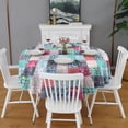 thumbnail image 2 of Blue Boho Pioneer Flower Patchwork Pattern Round Tablecloth 60"x60",Wrinkle Wipeable Table Cloth for Kitchen Dining Room Picnic Patio Party, 2 of 6