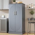 thumbnail image 3 of Casendy Pantry Cabinet with 2 Doors and 16 Shelves, Modern Kitchen Storage Cabinet with Adjustable Shelves, Kitchen Storage Cupboard for Dining Room, Living Room, Gray, 3 of 8