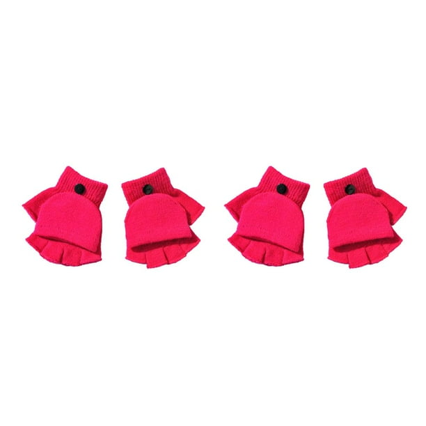 Minnieouse 1 par de guantes sin dedos cómodos accesorios de ropa de Color sólido medio dedo niñas niños guantes para invierno rosa rojo Rosa roja 2piezas