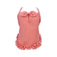 thumbnail image 2 of CBFFDC Robe pour Chiot Confortable Douce Col Carré Sans Manches Imprimé à Carreaux Nœud Papillon pour Chiot, 2 of 7