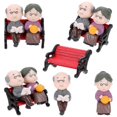 thumbnail image 1 of 4 Sets Mini Park Bench Grandpa Grandma Model Ornament for Bonsai Fairy Garden, 1 of 4
