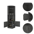 thumbnail image 7 of Corner Cabinet, Wine Corner Hutch with Doors and Shelves, Tall Corner Storage Cabinet for Living Room, Kitchen, Space Saving, Gray, 7 of 7