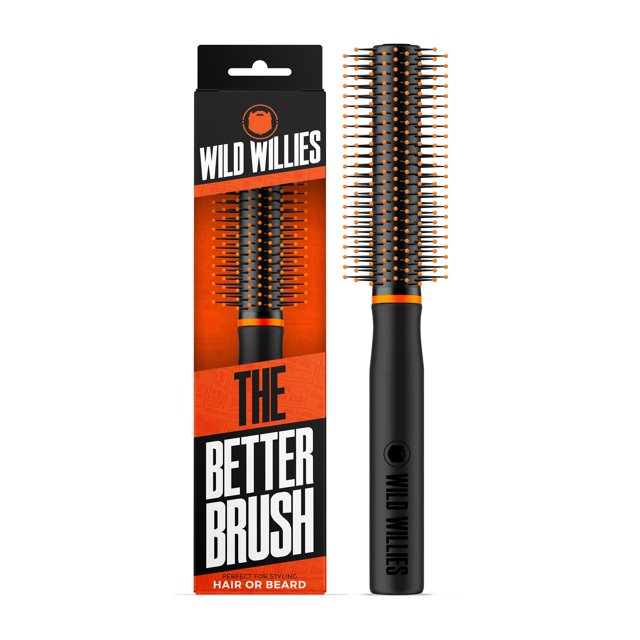 Cepillo para barba con cerdas de jabalí naturales de Wild Willies - Mango de madera diseñado para tamaño de viaje pequeño - Herramienta de aseo resistente al calor para peinar el cabello, la barba o l