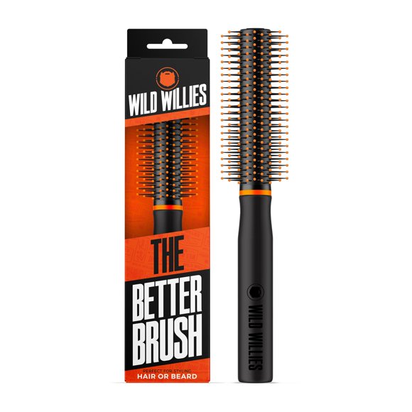 Cepillo para barba con cerdas de jabalí naturales de Wild Willies - Mango de madera diseñado para tamaño de viaje pequeño - Herramienta de aseo resistente al calor para peinar el cabello, la barba o l