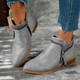 thumbnail image 2 of Shrysg Women's Ankle Boots Casual Low Block Heel Zip Short Booties Comfortable Flock Short Boots with Side Zipper for Outdoor and Daily Wear Gray, 2 of 5