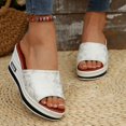 thumbnail image 4 of Dakaela Women's Platform Wedge Sandals Open Toe Slip on Slides Comfortable Summer Walking Shoes, 4 of 8