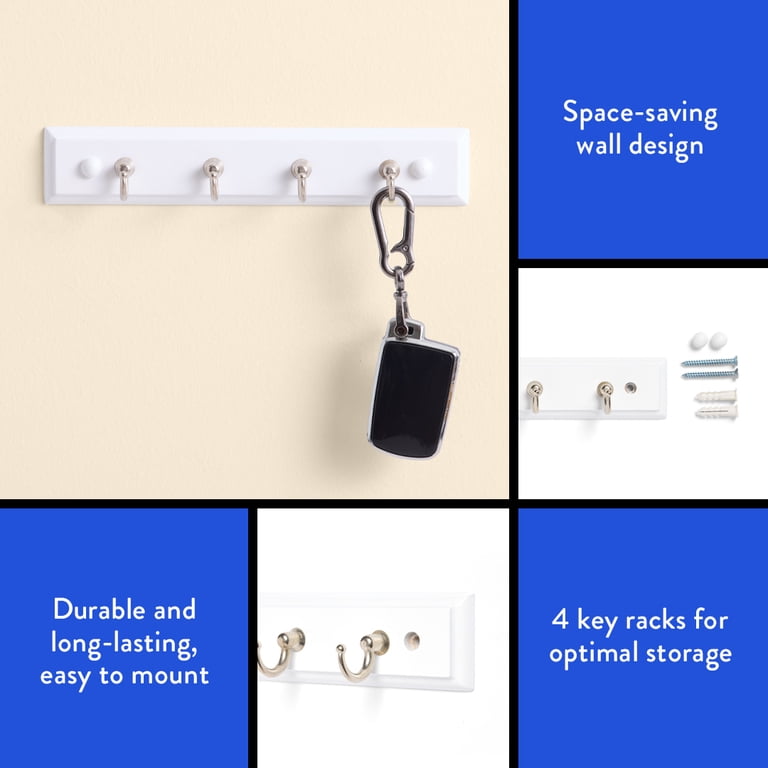Mainstays White Key Rail With 4 Satin Nickel Hooks photo 7
