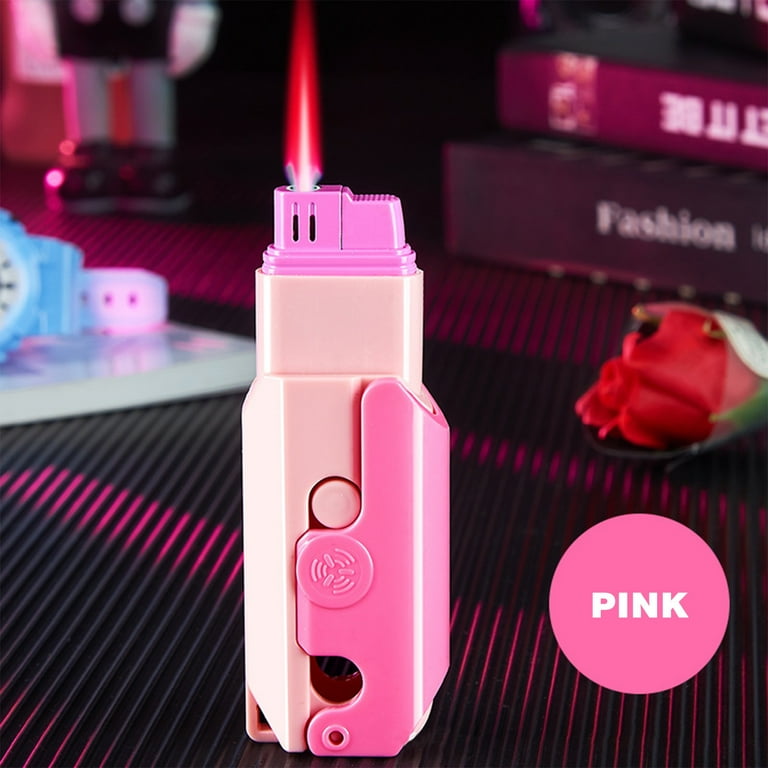 pink cigarette lighter HDWUEN Metal Gas Lighter,Jet Flame Torch Butane Torch Lighter for Outdoor  BBQ Kitchen Refillable Lighters Windproof,Pink