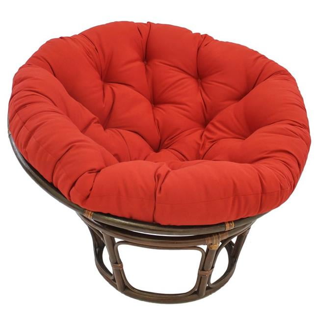 42 in. Rattan Papasan Chair with Solid Twill Cushion, Red