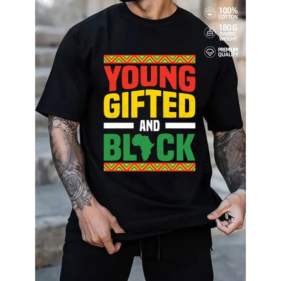 Gifted & Young for men black 180G 100% Cotton printed T-shirts,Streetwear style clothing Casual Unisex Shirt Graphic tshirts Basic Unisex Shirt Graphic tshirts