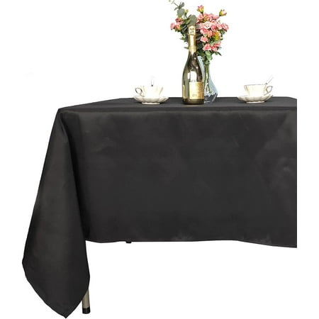 

Trimming Shop 90x156in Rectangle Polyester Tablecloth Washable Linen Black Table Cover 10pcs