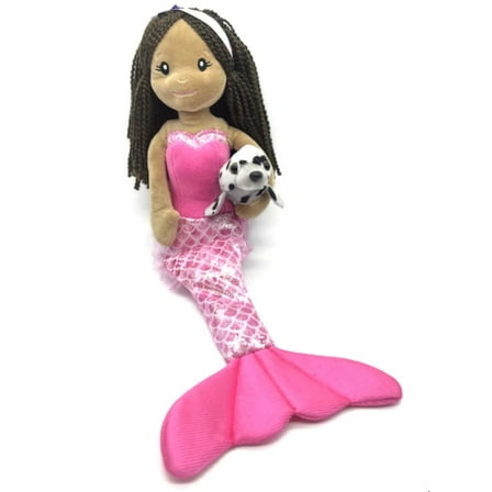 The Petting Zoo Mermaid Doll with Harbor Seal Stuffed Animal- Great Gifts for Girls, Mermaid Plush Doll with Harbor Seal Plush Toy, 17 inch (Ethnic)