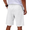 thumbnail image 5 of Linen Boho Shorts for Men Drawstring Summer Linen Shorts Cozy Elastic Waist Shorts White 2XL, 5 of 8