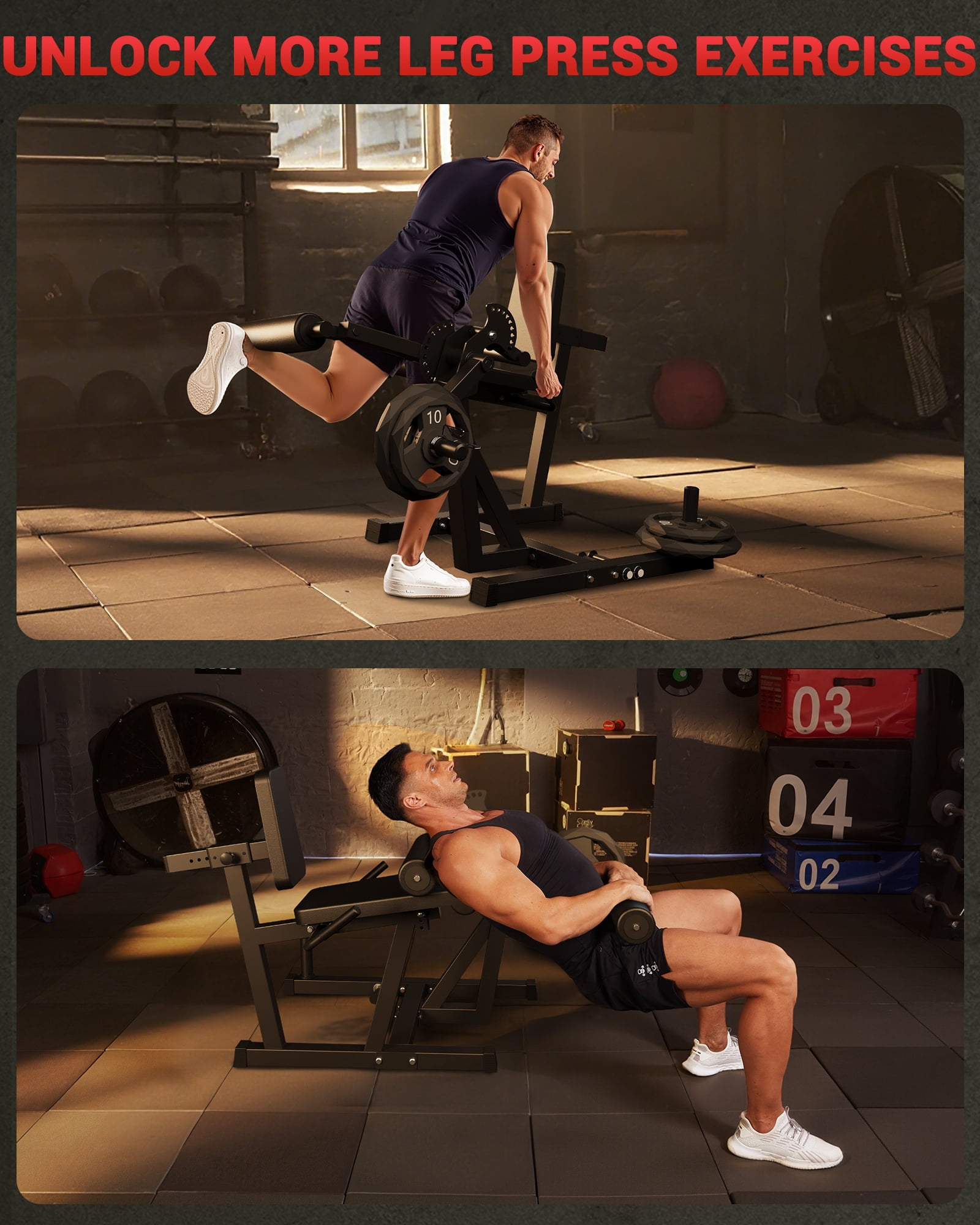 Leg Extension and Curl Machine for Home Gym, 700LB Adjustable Leg Curl Machine for Lower Body Workouts, Seated Leg Workout Equipment Compatible with 1'' and 2'' Weight Plates